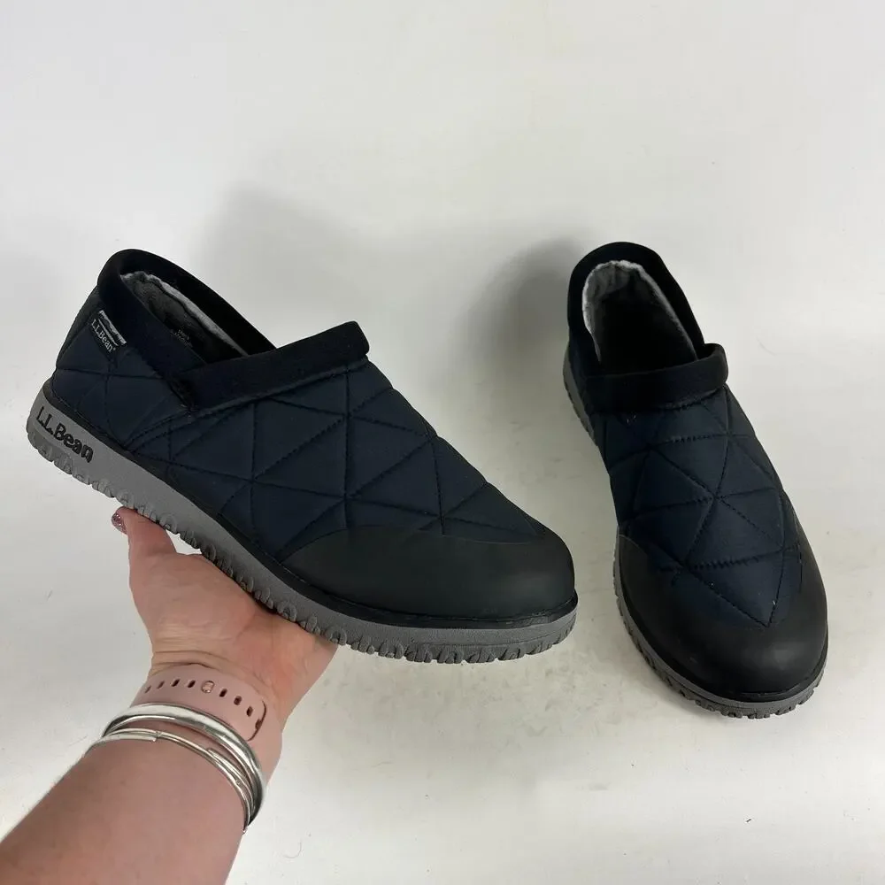 L.L. Bean Ultralight PrimaLoft Slip-On Shoes Men's 9 Black Quilted Waterproof